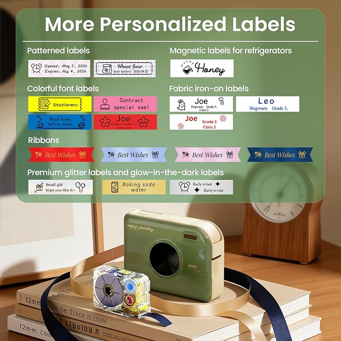Phomemo Ribbon Label Maker with Waterproof Labels, A30 Bluetooth Mini Label Maker Machine with Tape 12mm 0.47 White, Portable Ribbon Printer Rechargeable for Gift Wrap, Cloth Name Tag, in/Outdoor Use