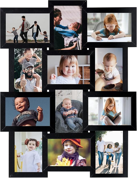 HELLO LAURA Collage Picture Frames for Wall 12 Openings - Black Photo Frames Display Multiple Photos for Wall Hanging Photo Frame Christmas Gifts for Family Friends Lover
