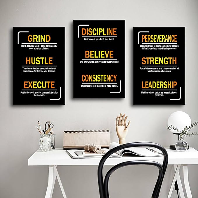 Motivational Entrepreneur Quotes Picture Painting Inspirational Canvas Wall Art Positive Affirmations Framed Print Poster for Office Living Room Bedroom Gym Wall Decor Ready to Hang [48''Hx24''W]