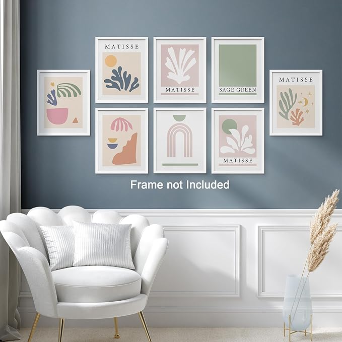 SIGNWIN Poster Wall Art Set of Collage Henri Matisse Pastel Plant Blocks Nature Abstract Illustrations for Living Room, Bedroom, Office - 8"x10"x 8