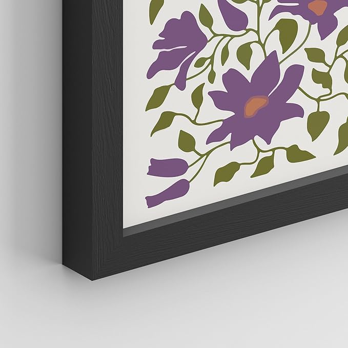 SIGNWIN Framed Poster Bathroom Decor, Wall Art Room Decor Multicolor for Living Room, Bedroom, Office Purple Female Portrait Lavender Flowers Vintage Illustrations Bohemian - 12"x16"x 8 Black