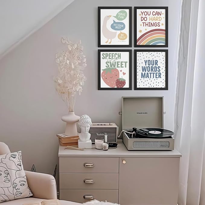 DSHFG Kids Motivational Mental Health Wall Art Posters, Office Therapy Decor, Classroom Kids Nursery Toddler Room Decorations, Silly Goose Wall Decor Prints Set of 4, 8x10 Unframed