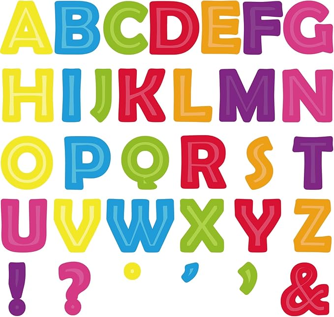 150PCS Large 7" Font Bulletin Board Letters and Punctuation Set, Colorful Classroom Alphabet Cutout for Bulletin Board Display Home School Educational Tool A Great Helper to Inspire Students' Learning