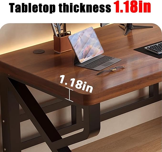 Office Desk，Computer Desk，Writing Desk Work Desk for Home Office, Study, Modern Simple Desk, Large legroom, Metal Frame(White,55.1in*23.6in*29.5in)