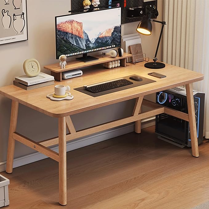 Office Small Computer Desk ，escritorio，Simple Writing Study Work ，Water-Resistant, Scratchproof Surface， for Home Bedroom，Work，Gaming(Natural Wood,100 * 60cm(39 24in))