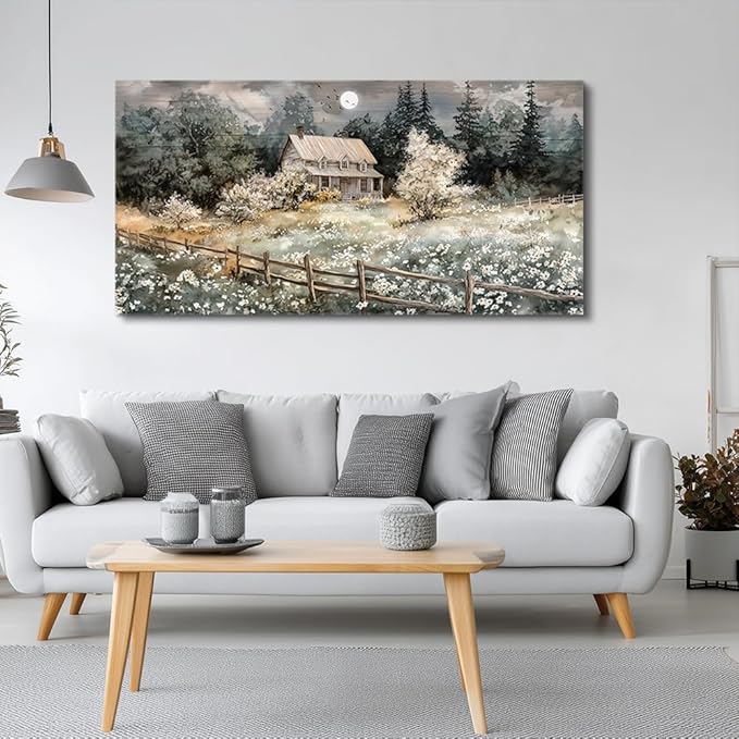 hyidecorart Wall Decor For Living Room Farmhouse Canvas Wall Art Nature Landscape Paintings Bedroom Decorations Rural Artwork Pictures Large Framed for Office Aesthetic Home Decor Ready To Hang