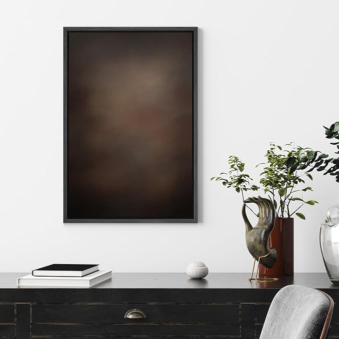 SIGNFORD Framed Canvas Print Wall Art Twilight Haze Abstract Minimalist Beige to Navy Ombre Illustrations Modern Art Decorative Relax/Zen for Living Room, Bedroom, Office - 16"x24" Black