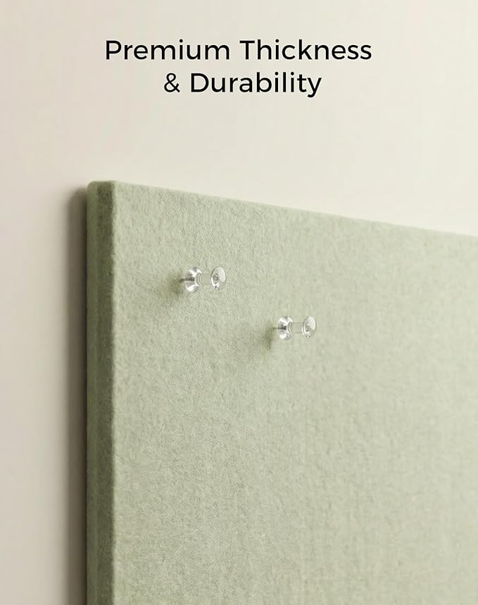 Aothia 12-Pack Felt Bulletin Board Tiles for Walls, 48x36 Modular Bulletin Board, Cork Board Alternative Pin Board for Office & Classroom, 70 Adhesive Tabs & 40 Push Pins Included (Sage Green)