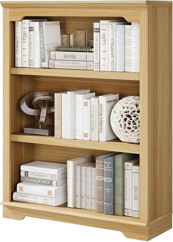 HIFYOBRO 3 Tier Bookshelf and Bookcase.31.5" Wide Wooden Book Shelf, Freestanding Open Display Storage Bookshelves for Study Room, Home Office, Living Room