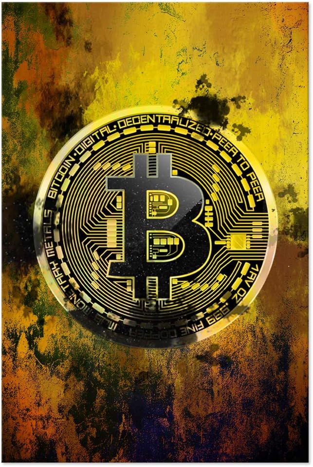 Modern Inspirational Canvas Wall Art Bitcoin Motivational Painting Hodl Crypto Btc Inspiration Motivation Posters Cryptocurrency Trader Hodler Artwork for Office Home Wall Decorations (12x16 in)