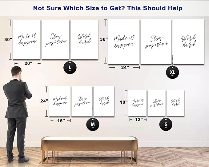 SHMAO Office Canvas Wall Art Motivational Wall Decor, 3 Piece Modern Positive Quotes Print Pictures for Office Wall Decor Women Inspirational Framed Artwork Home Office Decor 12”x18”x3 Panels