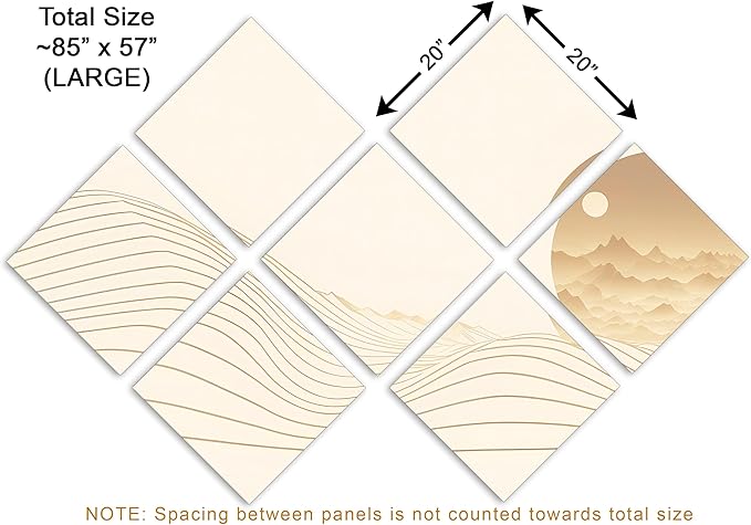 85 x 57 TOTAL - Landsape of lines Wall Art Canvas Geometric Print modern minimalis - 7 Panel Butterfly Split