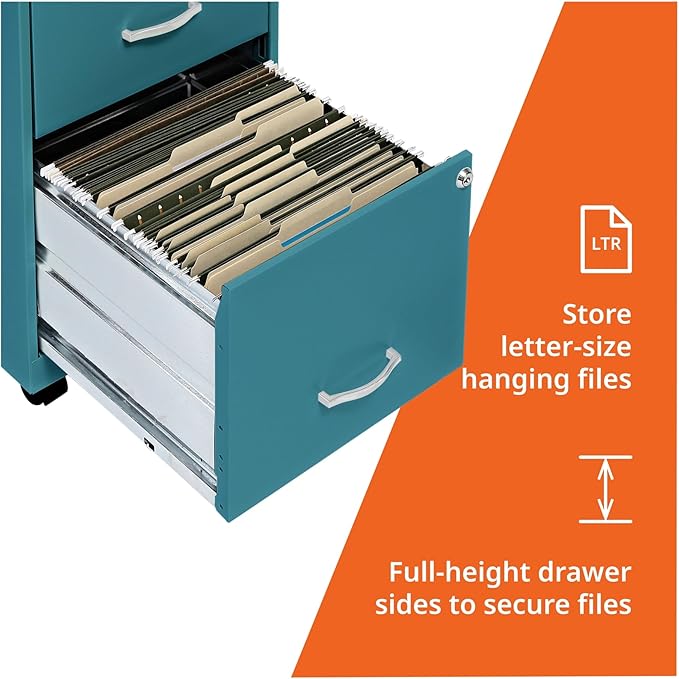 Lorell LYS SOHO File/File Mobile Cabinet, Teal