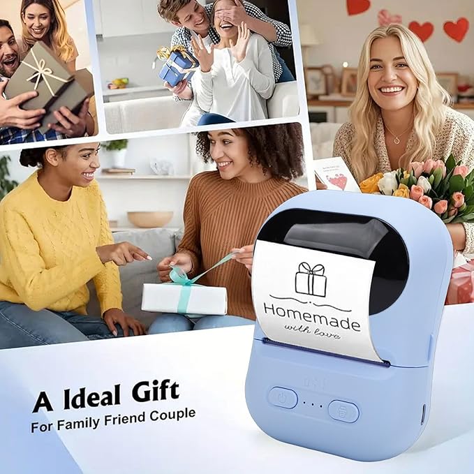 VBESTLIFE Mini Portable Thermal Printer Print Pod, Inkless Bluetooth Label Maker Machine for DIY Crafts, Journaling, Office & Home Use (Blue)
