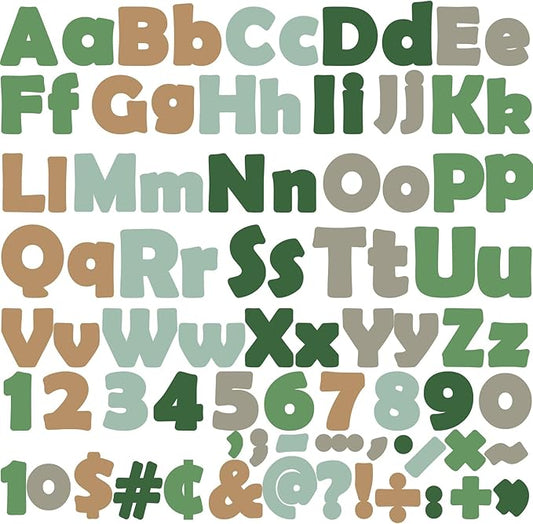 260 PCS Bulletin Board Letters for Classroom 4” Letter Combo Pack Set Sage Green Eucalyptus Classroom Decoration Alphabet Number Symbol Letter for Bulletin Board Cutout Card for Classroom Decor