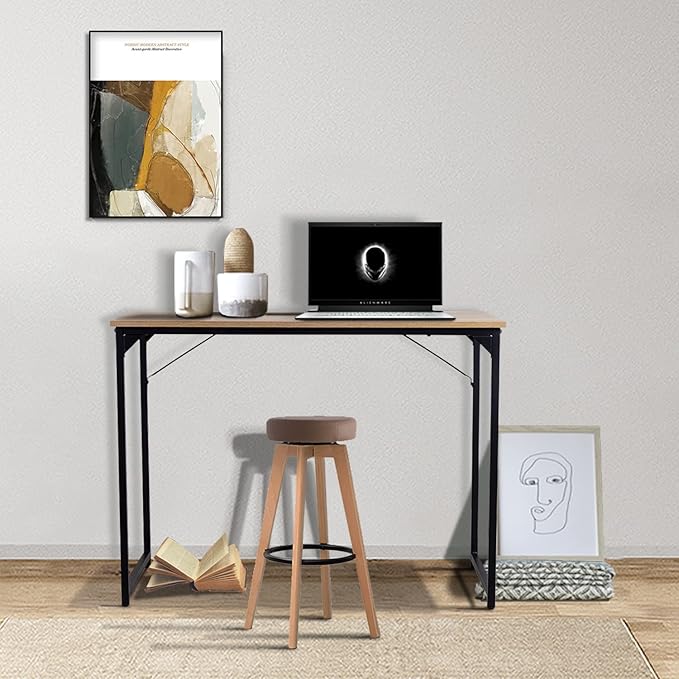 39‘’Computer Desk,Gaming Desk Home Office Desk Writing Study Table Modern Simple Style PC Desk with Metal Frame，Nature
