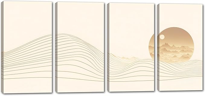 40 x 20 TOTAL - Landsape of lines Wall Art Canvas Geometric Print modern minimalis, office art - 4 Panel Split