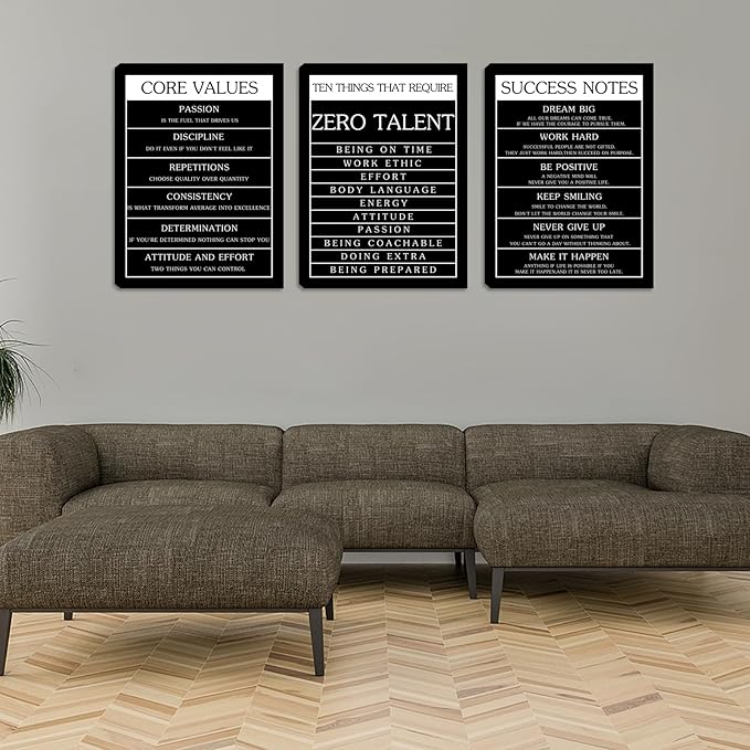 Motivational Wall Decor Inspirational Office Wall Art Decor Posters Prints 3 Pieces Positive Canvas Print Picture for Workplace Classroom Dorm Living Room 16x24 inch