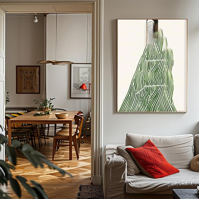 Women Portrait Wall Art Fashion Female Paiting Feminine Wall Art Modern Abstract Female Portrait Pictures Wall Decor for Home Living Room Bedroom 16x24Inch Unframed Green Color Abstract Line Art