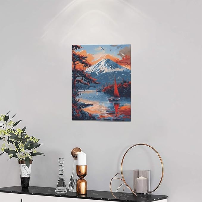 Japanese Wall Art Japan Pictures Wall Decor Asian Landscape Canvas Painting Print Home Modern Artwork Decorations Framed for Bathroom Living Room Bedroom Office 12 x 16 inch