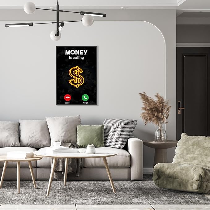 Work Motivation Hustle Inspiring Sign Wall Art Trendy Motivational Positive Quotes Canvas Poster Funky Motivational Quotes Prints Painting For Office Living Room Wall Decor 12x16in Framed