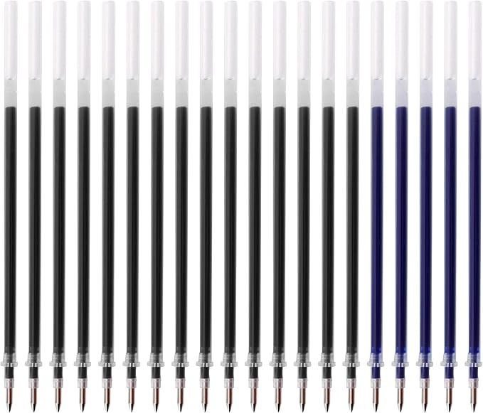 MiSiBao Gel Ink Rollerball Pens Refills Medium Point Pens Refill Work Pen Smooth Writing for Office, Pack of 20 (15 Black Ink and 5 Blue Ink)