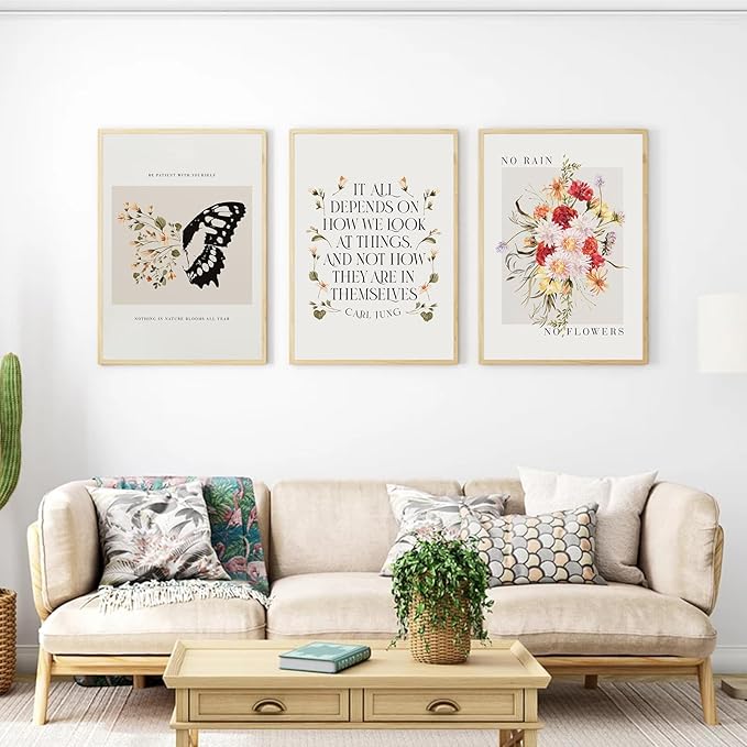 VVL 3Pcs Inspirational Quotes Wall Art for Office Mental Health Wall Art Motivation Painting Picture Wall Decor for School Office Treatment Room Home Decoration 12x16in Unframed