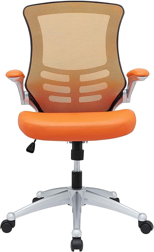 Modway EEI-210-ORA Attainment Mesh Back and Vinyl Seat Modern Office Chair in Orange 26.5"L x 26.5"W x 39.5-43.5"H