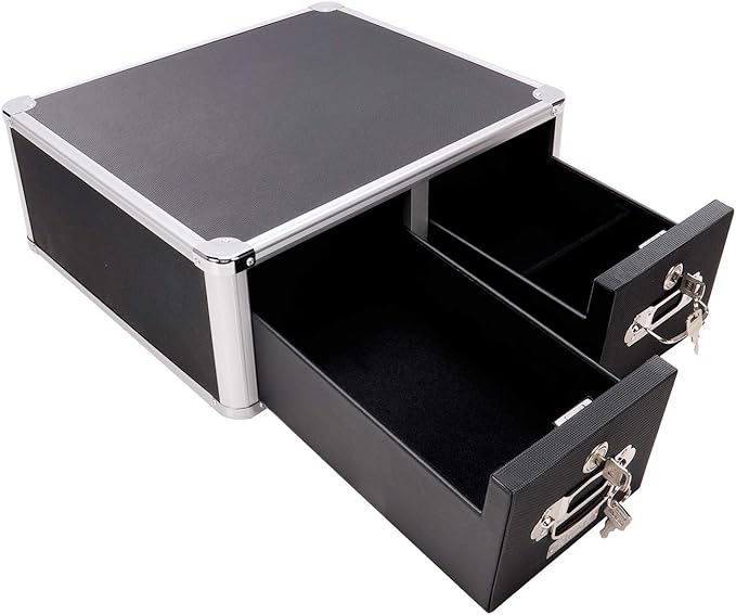 Vaultz Locking 4 x 6 Index Card Cabinet, Double Drawer, Black (VZ01395)