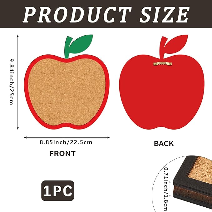 CRASPIRE Apple Pin Cork Board Framed Bulletin Display Badge Vintage Wooden Decorative Corkboard 8.85x9.84 Wall Mounted Memory Memo Brooch Lapel Holder Storage for Home Office School Classroom Wedding