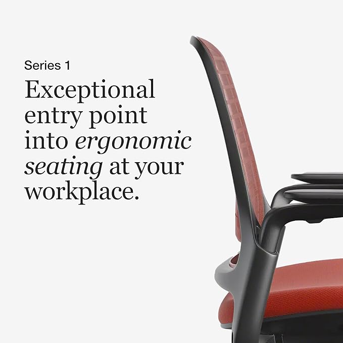 Steelcase Series 1 Office Chair - Ergonomic Work Chair with Wheels for Carpet - Helps Support Productivity - Weight-Activated Controls, Back & Arm Support - Easy Assembly - Scarlet