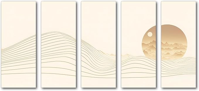 40 x 20 TOTAL - Landsape of lines Wall Art Canvas Geometric Print modern minimalis, office art - 5 Panel Split