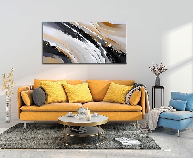 weiyiart Abstract Wall Art Wall Decor Brown and Black White Modern Canvas Wall Paintings Modern Artwork for Living Room Bedroom Bathroom Office Home Decor Can Be Hung Directly 20"x 40"