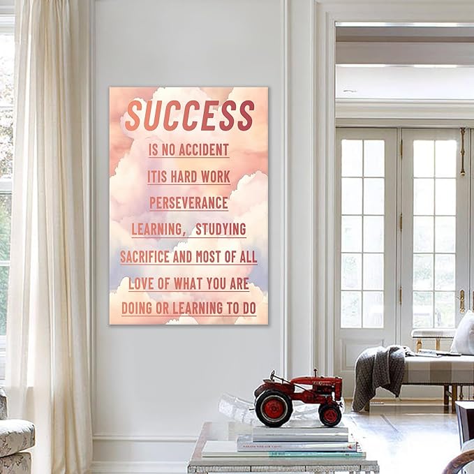 Inspirational Canvas Poster Wall Art Decor Success Motivational Quotes Picture Print Positive Energy Wall Artwork for Modern Home Living Room Office Gym Stretched and Framed [24''Wx36''H]