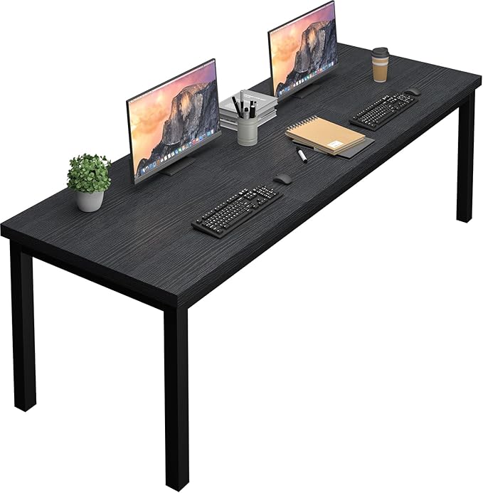 78.7 Inch Large Computer Desk, Modern Office Desk with Deep Desktop, Spacious Gaming Desk for 2 People, Study Writing Workstation for Home Office, Work from Home, Easy Assembly, Black