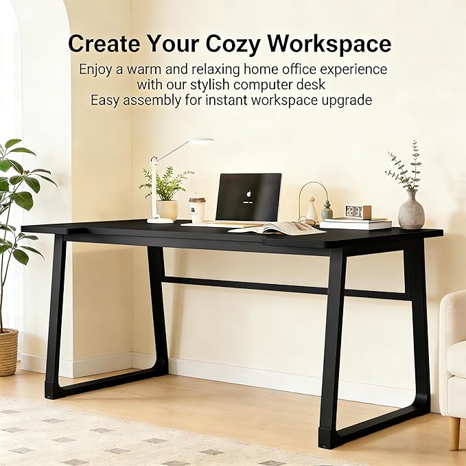 Computer Desk 39.4 Inch Small Office Desk with Wood Top and Metal Frame, Study Writing Desk for Home, Bedroom, Gaming, U-Shaped Leg Design, Modern Simple