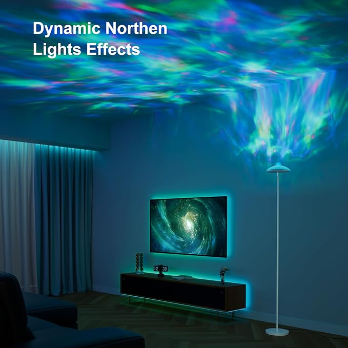DUSKTEC Floor Lamp with RGB Star Projector, 15W 1400LM Dimmable 4 Color Temperatures LED Standing Lamp with Remote, Modern Tall Corner Lamp for Living Room, Bedroom, Office (White)