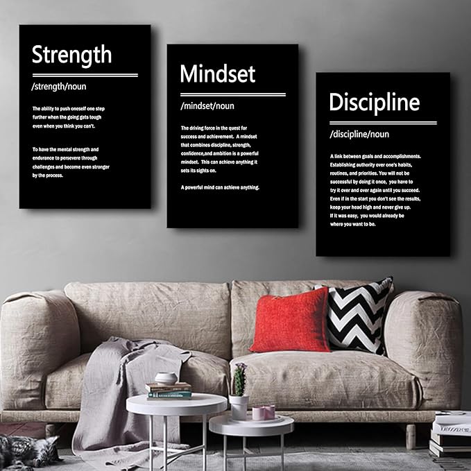 Motivational Posters Office Print Wall Art 3 Pieces Inspirational Entrepreneur Quotes Posters Printed on Canvas Pictures Painting Artwork for Living Room Gym Office Frame Ready to Hang [60''Wx28''H]