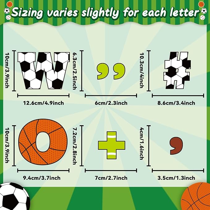 260 PCS Bulletin Board Letters for Classroom 4” Letters Combo Pack Set Sport Football Soccer Classroom Decorations Alphabet Numbers Symbols Letters for Bulletin Board Cutouts Card for Classroom Decor