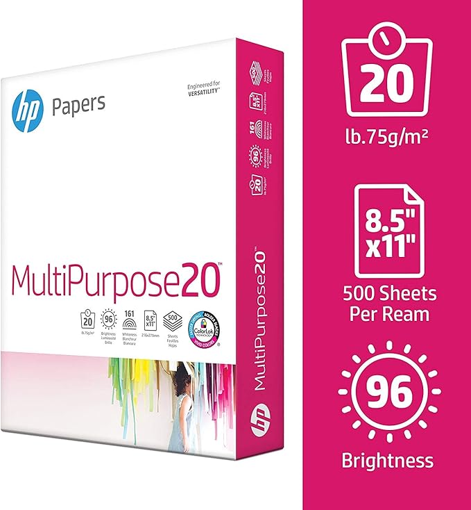 HP Papers Printer Paper, 8.5 x 11 paper, Multipurpose 20 lb - 96 Bright , 40 Cases - 1 Pallet -200,000 Sheets, Loading Dock Delivery, Made in USA - FSC Certified, 112000P