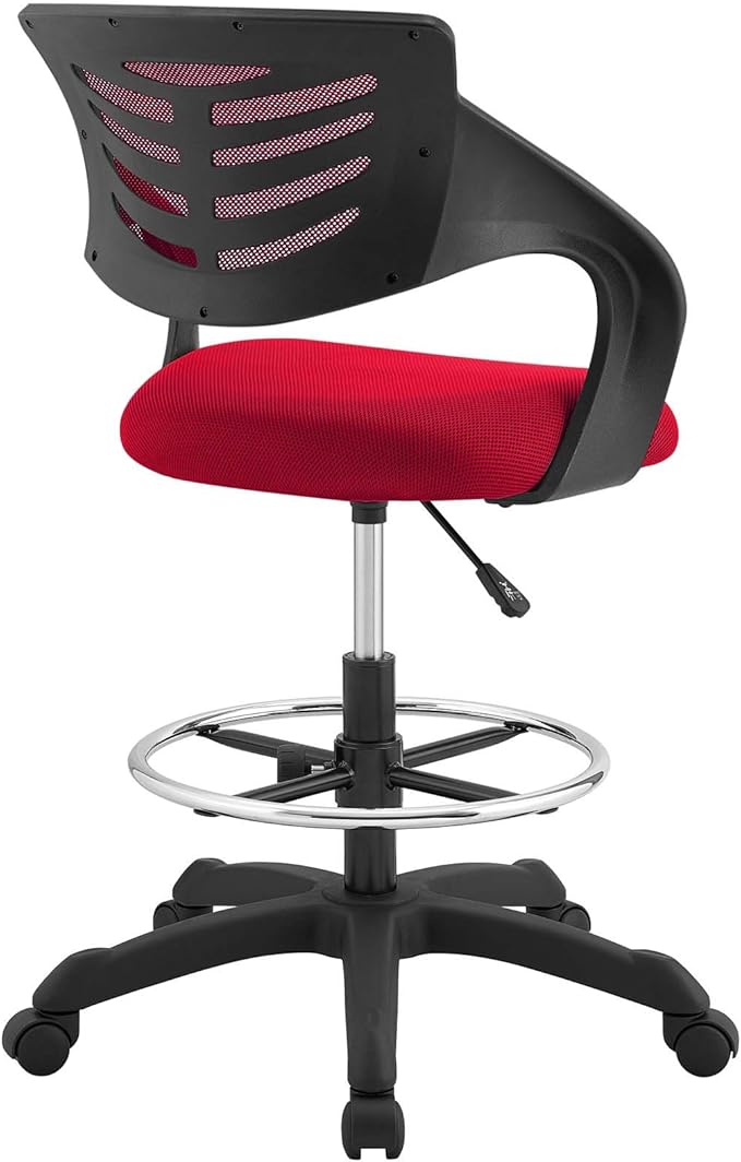 Modway Thrive Drafting Chair - Tall Office Chair for Adjustable Standing Desks in Red