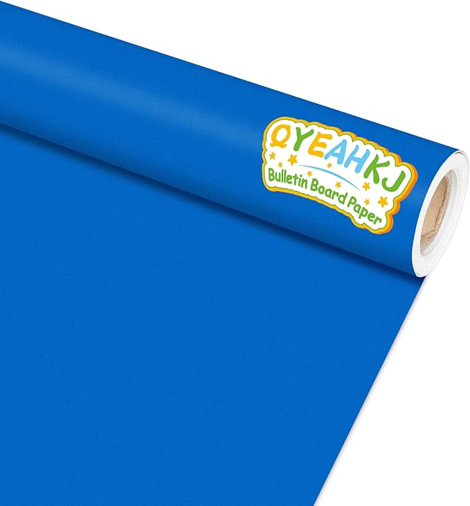 Qyeahkj 17.7in x 20ft Bulletin Board Paper Roll Bulletin Board Background Paper Fade Resistant Classroom Decoration Poster Art Craft Home Wall Education Decor Supplies Royal Blue