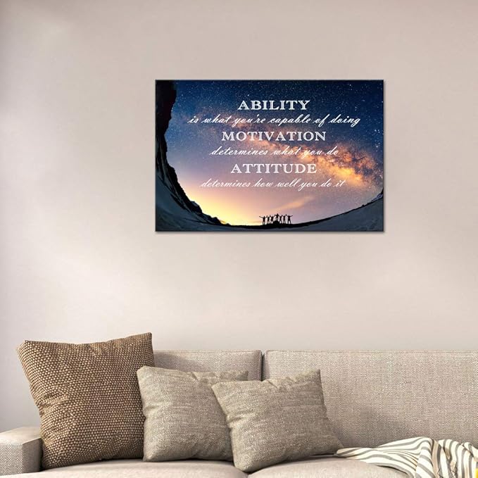 Inspirational Office Wall Art Ability is What You're Capable of Doing Quotes Wall Decor Motivational Attitude Saying Artwork for Living Room Office Home Classroom Framed 16" Wx12 H