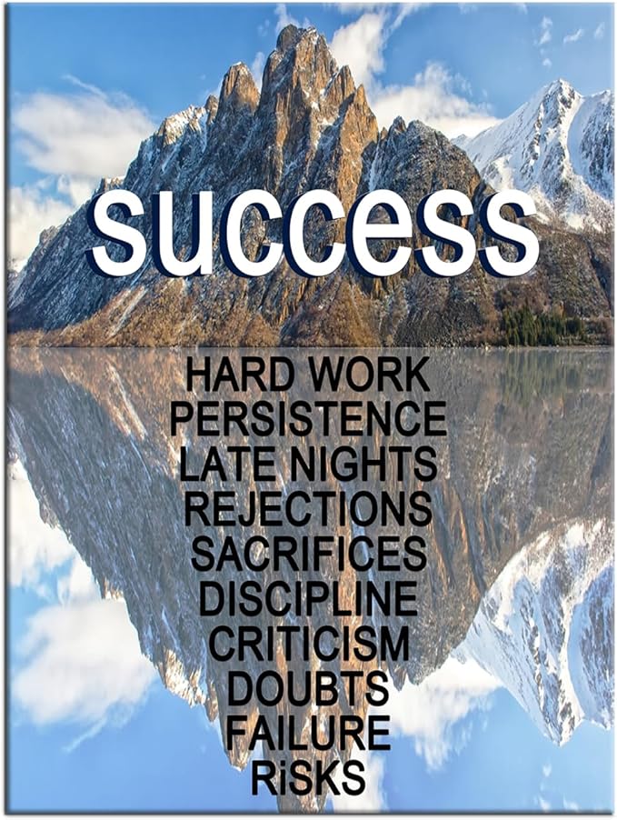 Snow Mountain Success Motivational Canvas Wall Art Large Inspirational Poster Print Positive Quotes Picture Painting Wall Decor Artwork for Living Room Office Gym School Ready to Hang [30''Wx 40''H]