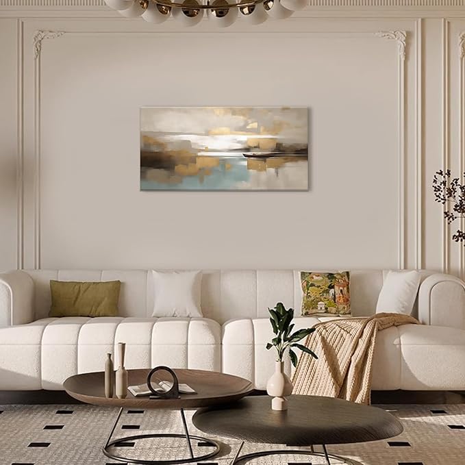 Beige Abstract Wall Art Living Room Wall Decor Canvas Painting Framed Modern Abstract Artwork Print Neutral Wall Art Bedroom Office Decor Picture Artwork