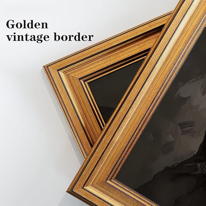 Gold Framed Wall Art Vintage Canvas Wall Art Rabbit Lady Aesthetic Dark Academia Easter Bunny Artwork Prints Picture for Living Room Bedroom Farmhouse Bathroom Office Decor, 8x10
