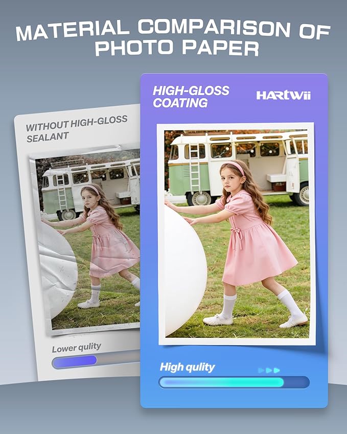 220 Sheets Thin Glossy Photo Paper 8.5x11 Inches 37lbs 135Gsm for Inkjet Printers with Dye Ink Ideal for Brochure Paper, Flyers Paper Custom Chip Bag Party Favors