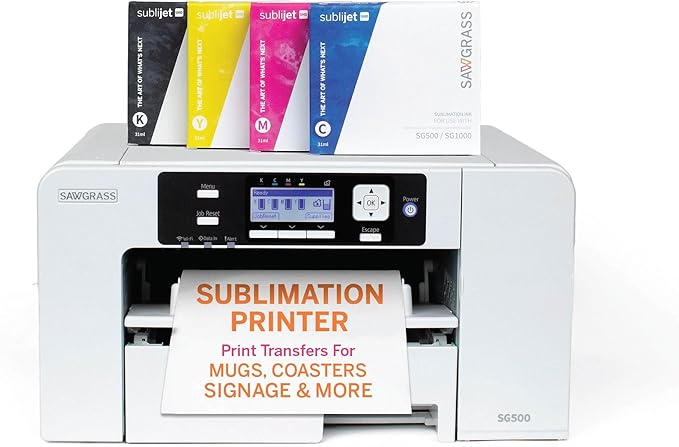 Sawgrass SG500 Sublimation Printer Bundle with Anti-Clog Technology | Only Printer Designed Exclusively for Sublimation | Includes 31mL SubliJet UHD Inks & TruePix Paper | Wi-Fi