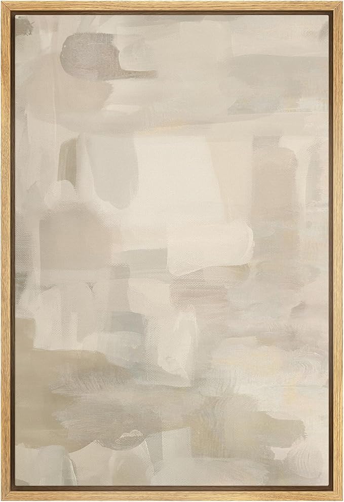 SIGNFORD Framed Canvas Print Wall Art Muted Shadows Abstract Deep Brown and Subtle Blush Toned Gradient Illustrations Modern Art Decorative Zen for Living Room, Bedroom, Office - 24"x36" Natural