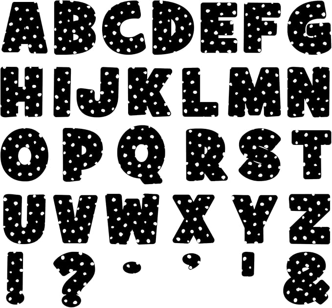 150 PCS Large 7" Bulletin Board Letters Set, Black White Polka Dots Classroom Alphabet Cutout Letter for Bulletin Board Display Home School Class, A Great Helper to Inspire Students' Learning Interest